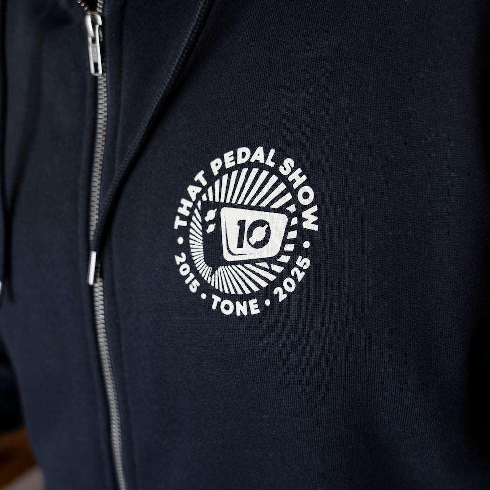 Ten Year Anniversary Zip-Up Hoodie - Vintage Cream on Black