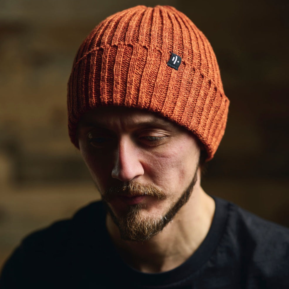 Bonnet tricoté orange foncé homme | La Halle Bonnet tricoté orange foncé homme | La Halle