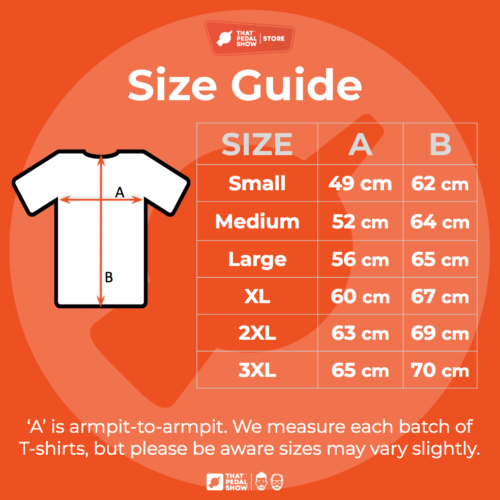 Schwangtastic T-shirt Size Guide from That Pedal Show